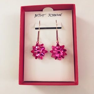 BETSEY JOHNSON Fuschia Pink Bow Earrings